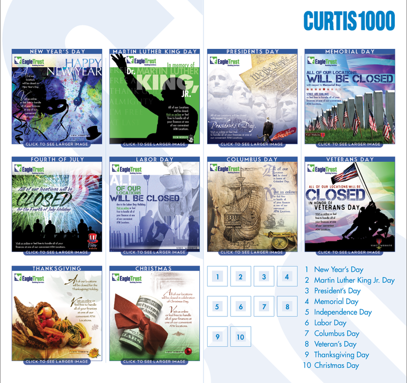 Curtis 1000, bank closure reminders for the web