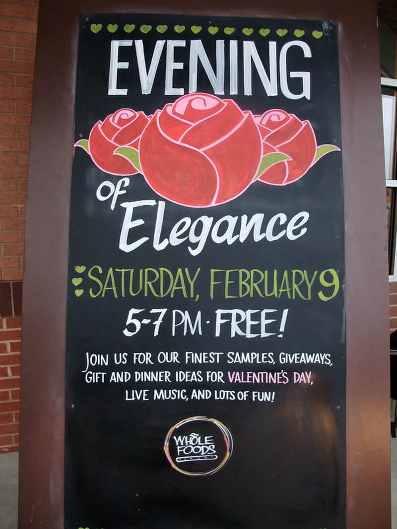Whole Foods chalkasaurus Valentine's Day chalk art