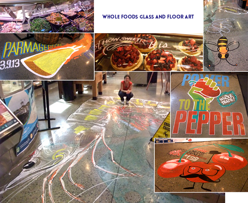 Whole Foods Market floor/window chalk art montage