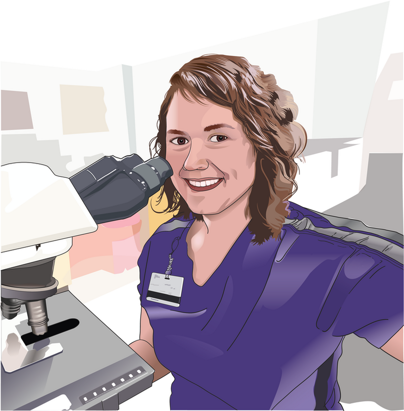 Vector portrait from photo, honoring a Frontline hero--hospital Lab Technologist