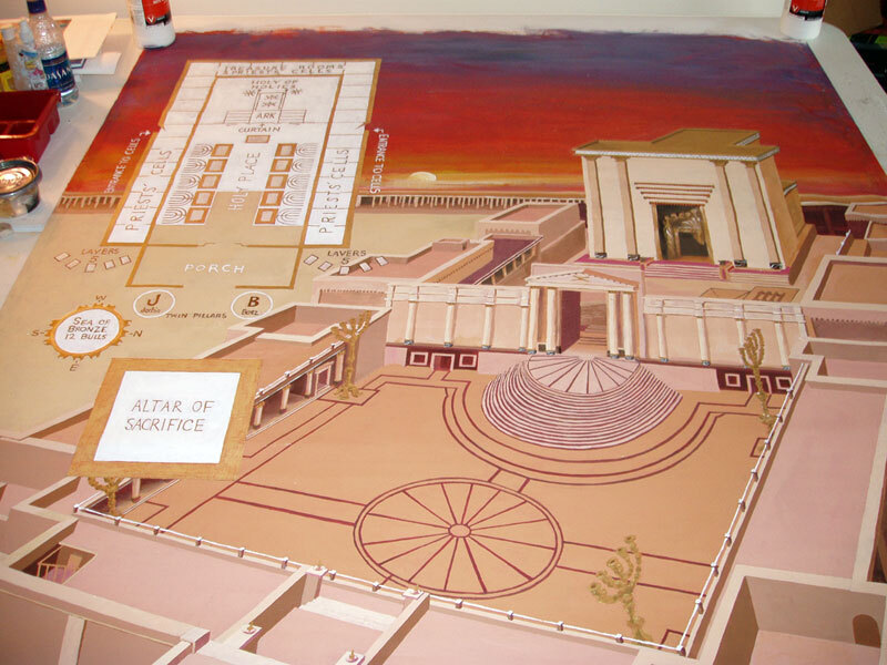 Acrylic mural on canvas, Herod's temple