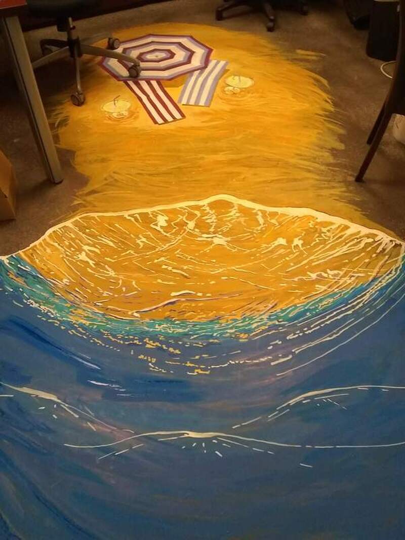PureRED 'vacation' office floor art