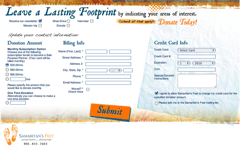 Curtis 1000 -  Samaritan's Feet postcard survey page 